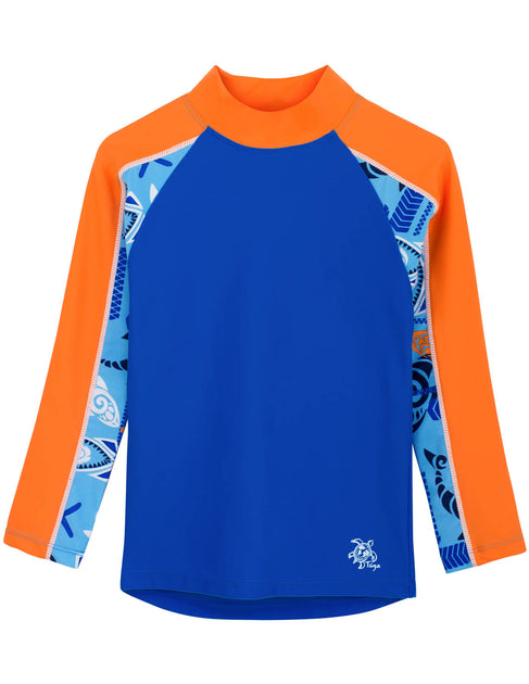 boys hooded long-sleeve logo rash guard, boys swimwear